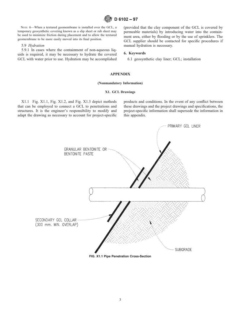 ASTM D6102-97 - Standard Guide for Installation of Geosynthetic Clay Liners