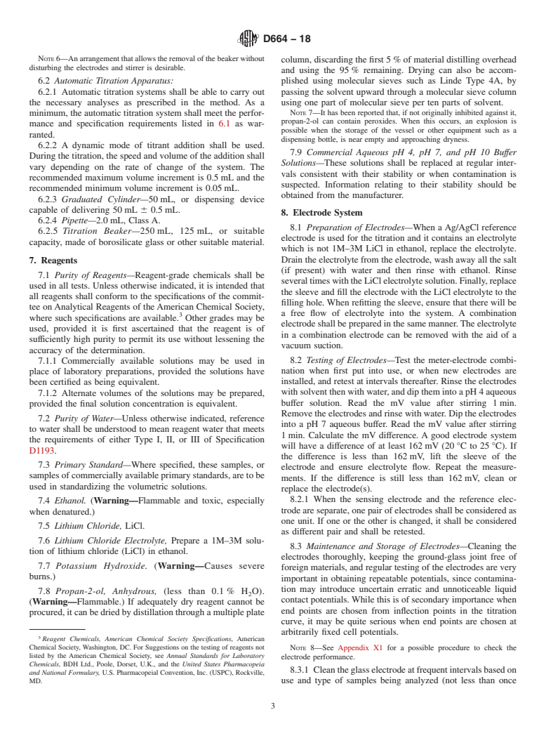 ASTM D664-18 - Standard Test Method for Acid Number of Petroleum Products by Potentiometric Titration