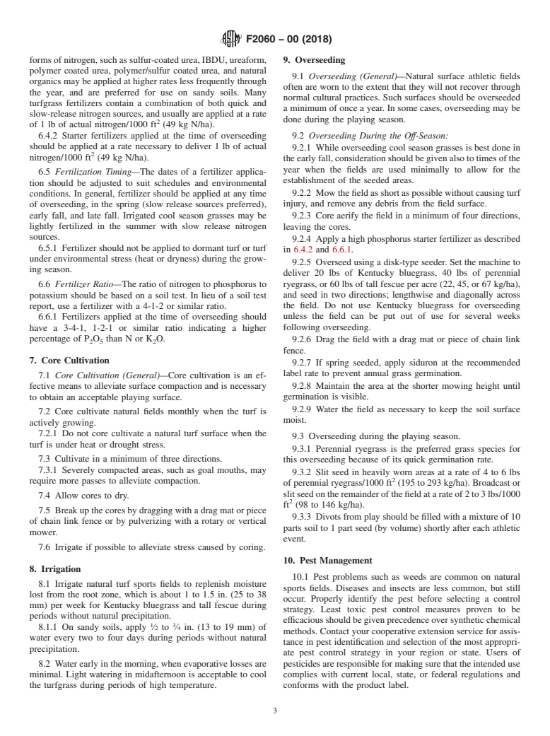 ASTM F2060-00(2018) - Standard Guide for  Maintaining Cool Season Turfgrasses on Athletic Fields