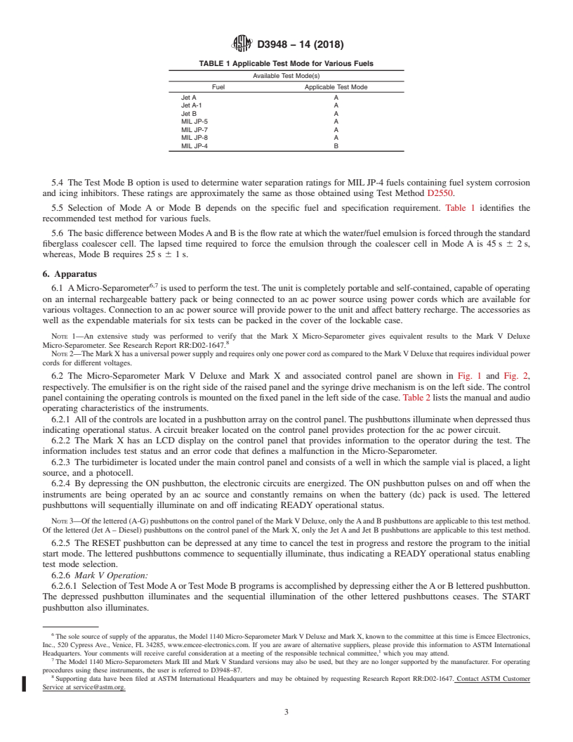 REDLINE ASTM D3948-14(2018) - Standard Test Method for Determining Water Separation Characteristics of Aviation Turbine   Fuels by Portable Separometer