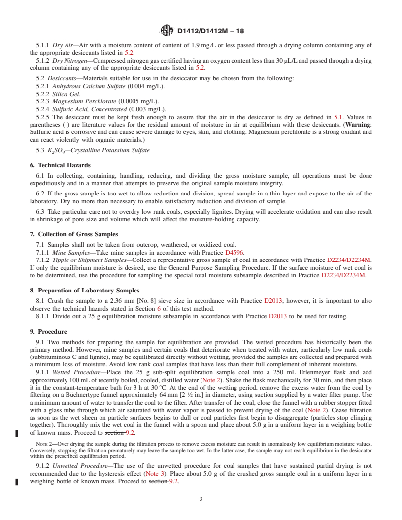 REDLINE ASTM D1412/D1412M-18 - Standard Test Method for  Equilibrium Moisture of Coal at 96 to 97 Percent Relative Humidity  and 30&#x2009;&#xb0;C