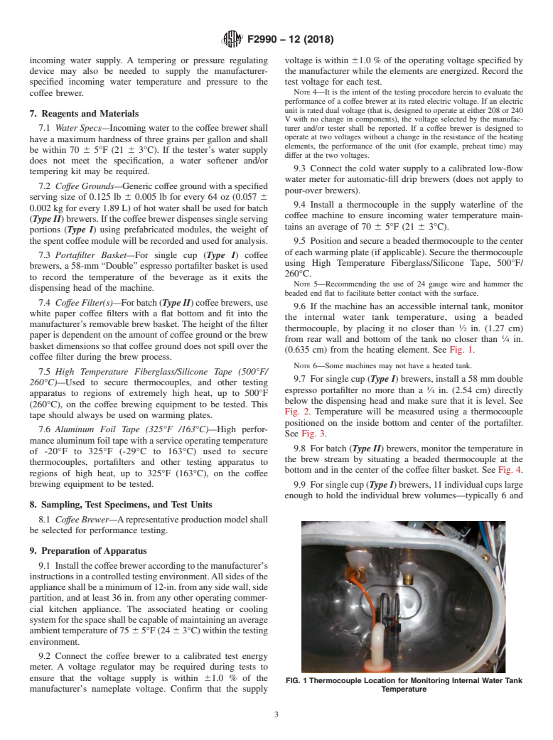 ASTM F2990-12(2018) - Standard Test Method for Commercial Coffee Brewers