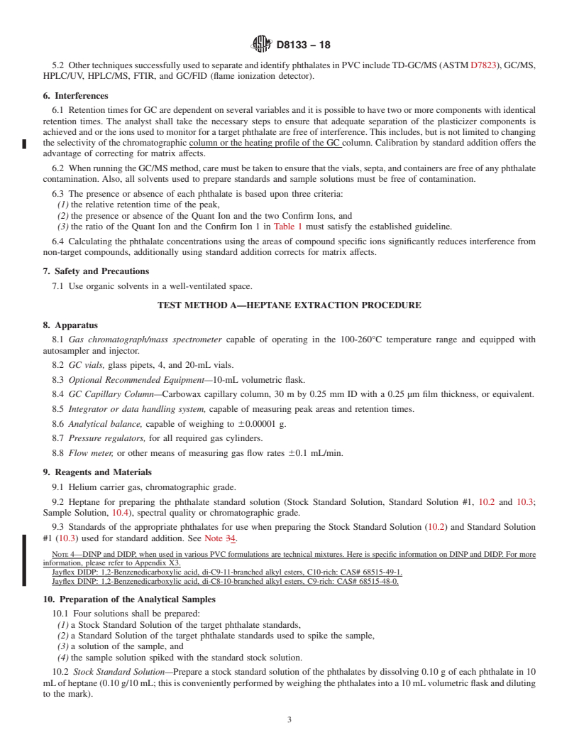 REDLINE ASTM D8133-18 - Standard Test Method for Determination of Low Level Phthalates in Poly(Vinyl Chloride)  Plastics by Solvent Extraction&#x2014;Gas Chromatography/Mass Spectrometry