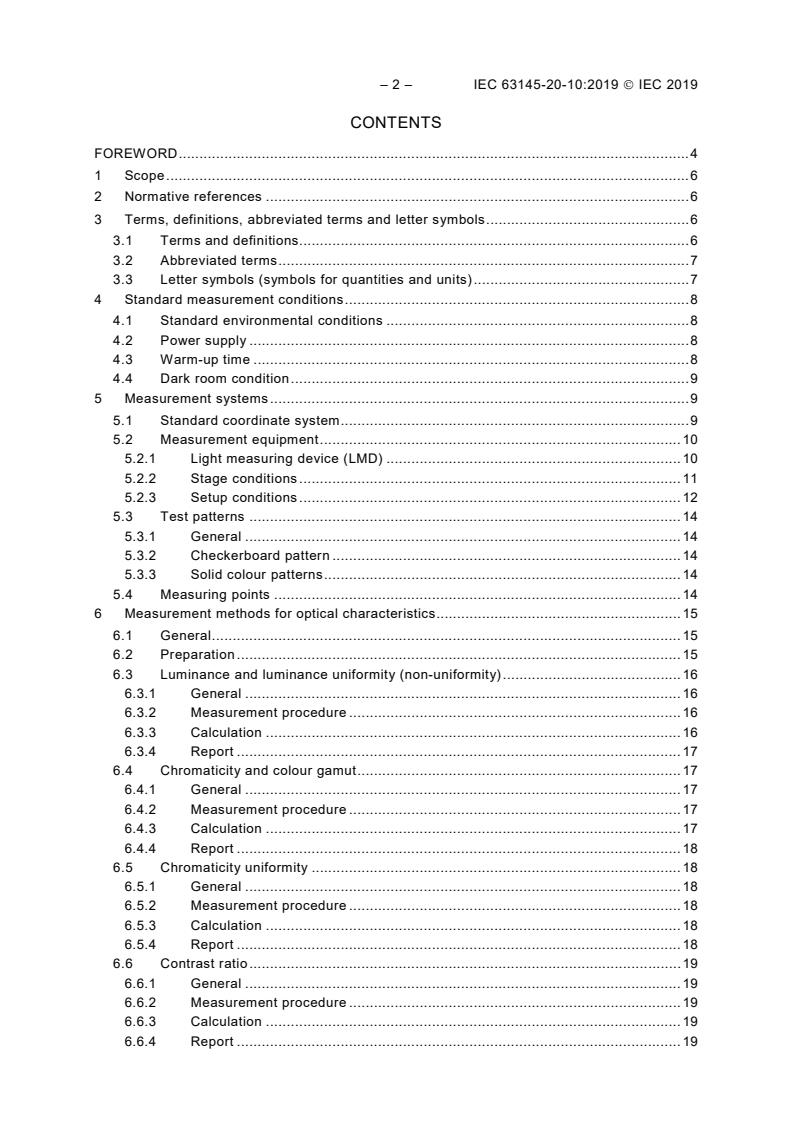 IEC 63145-20-10:2019 IEC 63145-20-10:2019 - Eyewear display - Part 20-10: Fundamental measurement methods - Optical properties - Page 4 preview