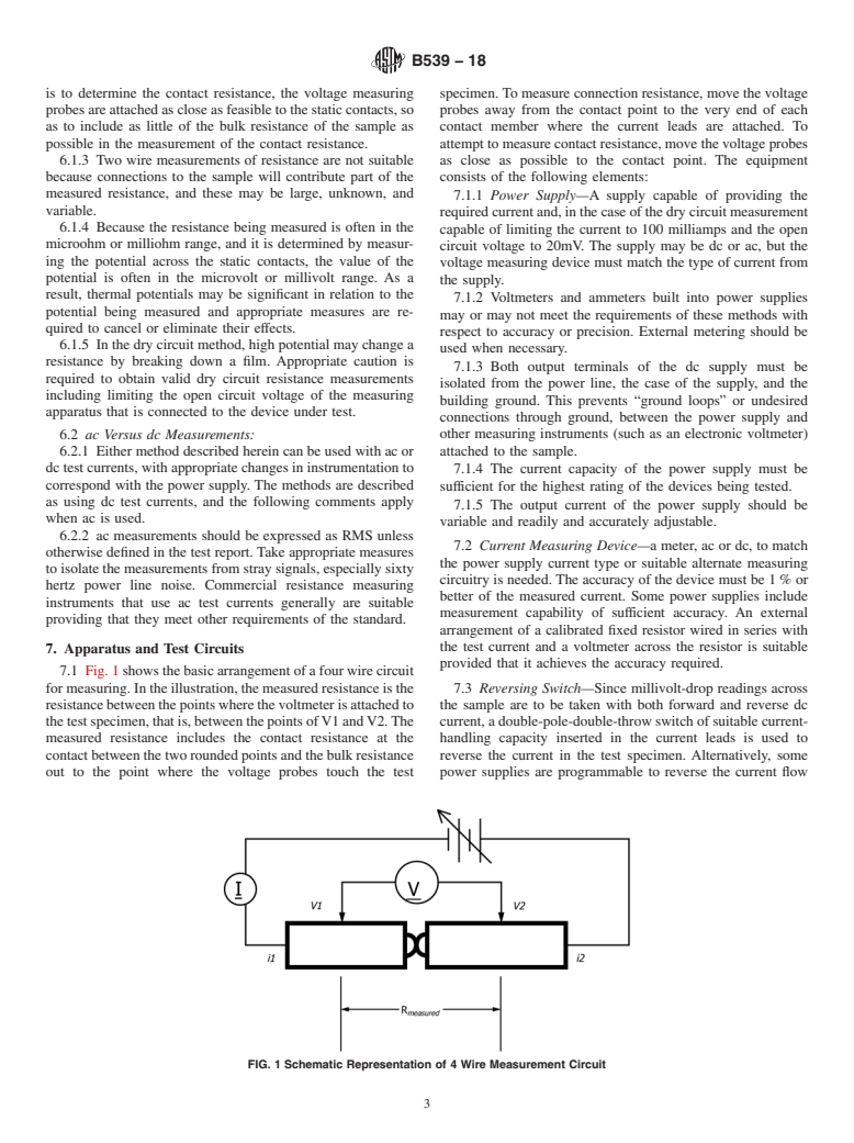 ASTM B539-18 - Standard Test Methods for Measuring Resistance of Electrical Connections (Static Contacts)