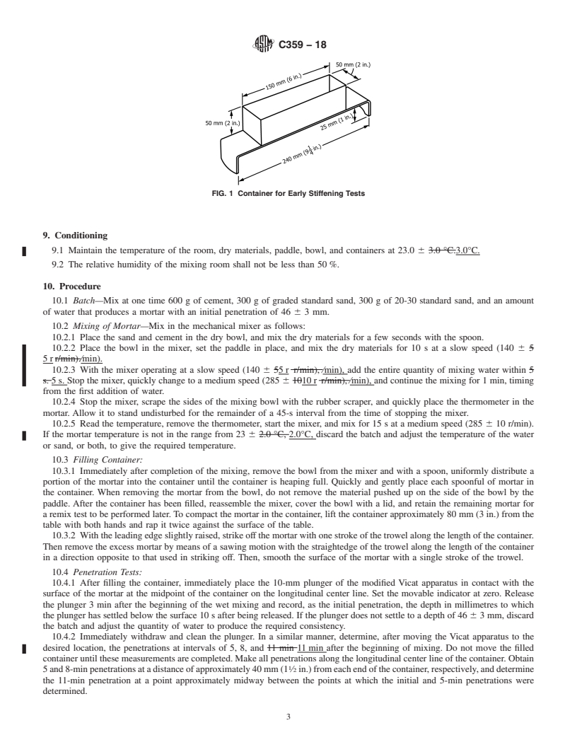 REDLINE ASTM C359-18 - Standard Test Method for  Early Stiffening of Hydraulic Cement (Mortar Method)