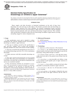 ASTM F1816-18 ASTM F1816-18 - Standard Safety Specification for Drawstrings on Children's Upper Outerwear - Page 1 preview