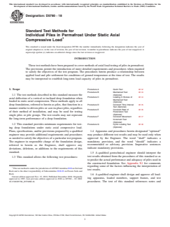 ASTM D5780-18 ASTM D5780-18 - Standard Test Methods for Individual Piles in Permafrost Under Static Axial Compressive Load - Page 1 preview