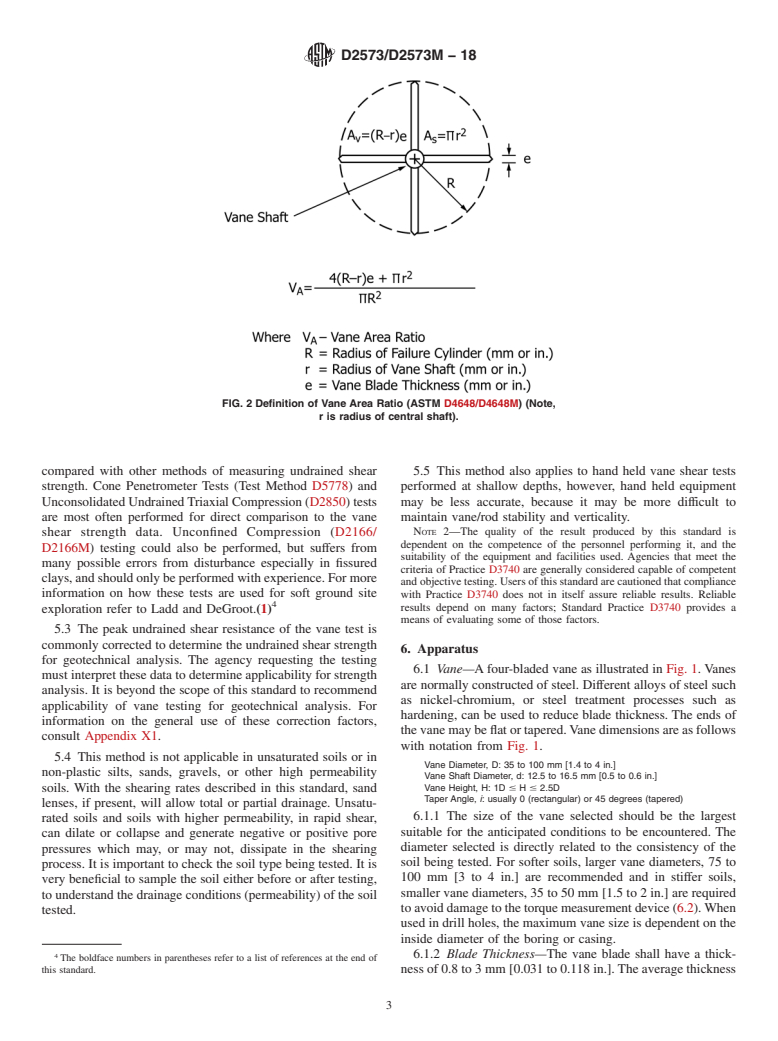 ASTM D2573/D2573M-18 - Standard Test Method for  Field Vane Shear Test in Saturated Fine-Grained Soils