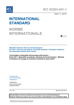 IEC 63203-401-1:2023 - Wearable electronic devices and technologies - Part 401-1: Devices and systems: functional elements - Evaluation method of the stretchable resistive strain sensor
Released:9. 10. 2023 - Page 3 preview