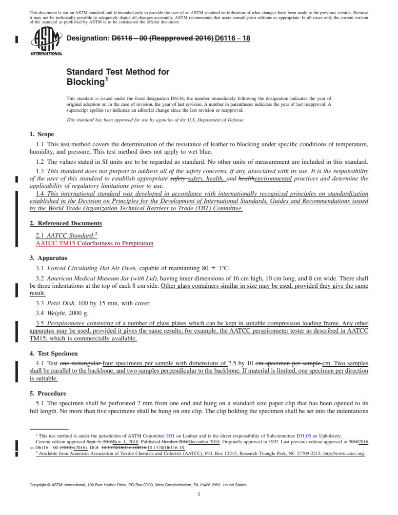 REDLINE ASTM D6116-18 - Standard Test Method for  Blocking