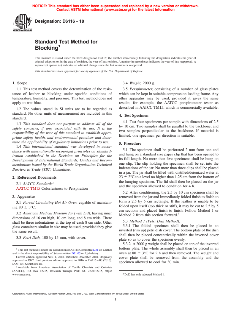 ASTM D6116-18 - Standard Test Method for  Blocking