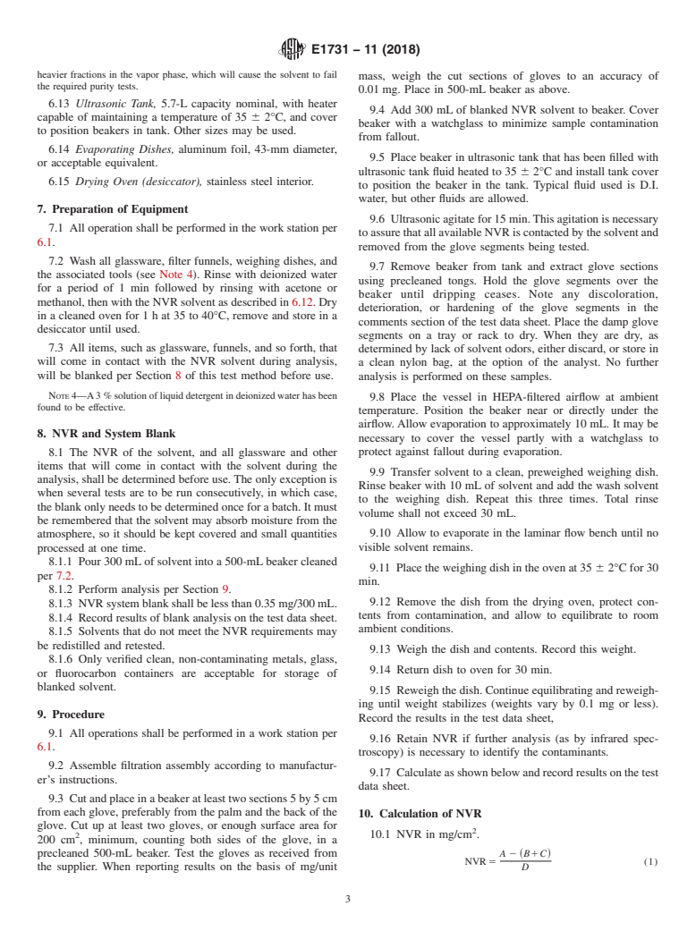 ASTM E1731-11(2018) - Standard Test Method for Gravimetric Determination of Nonvolatile Residue from Cleanroom  Gloves