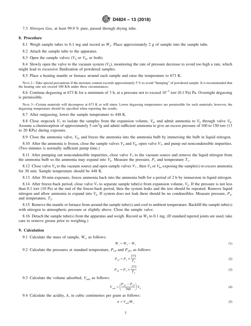 REDLINE ASTM D4824-13(2018) - Standard Test Method for  Determination of Catalyst Acidity by Ammonia Chemisorption