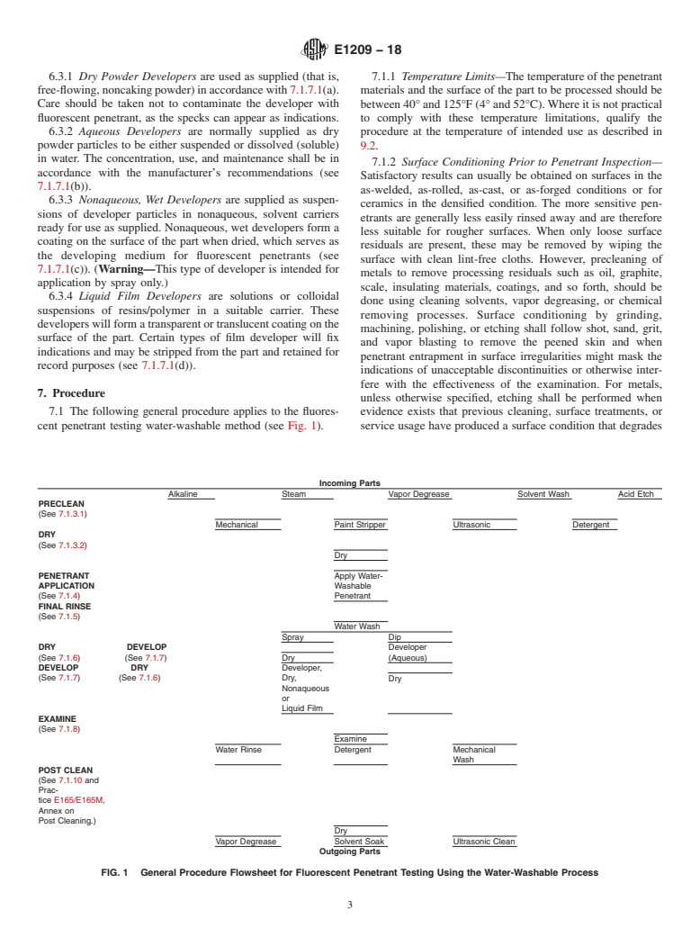 ASTM E1209-18 - Standard Practice for  Fluorescent Liquid Penetrant Testing Using the Water-Washable  Process