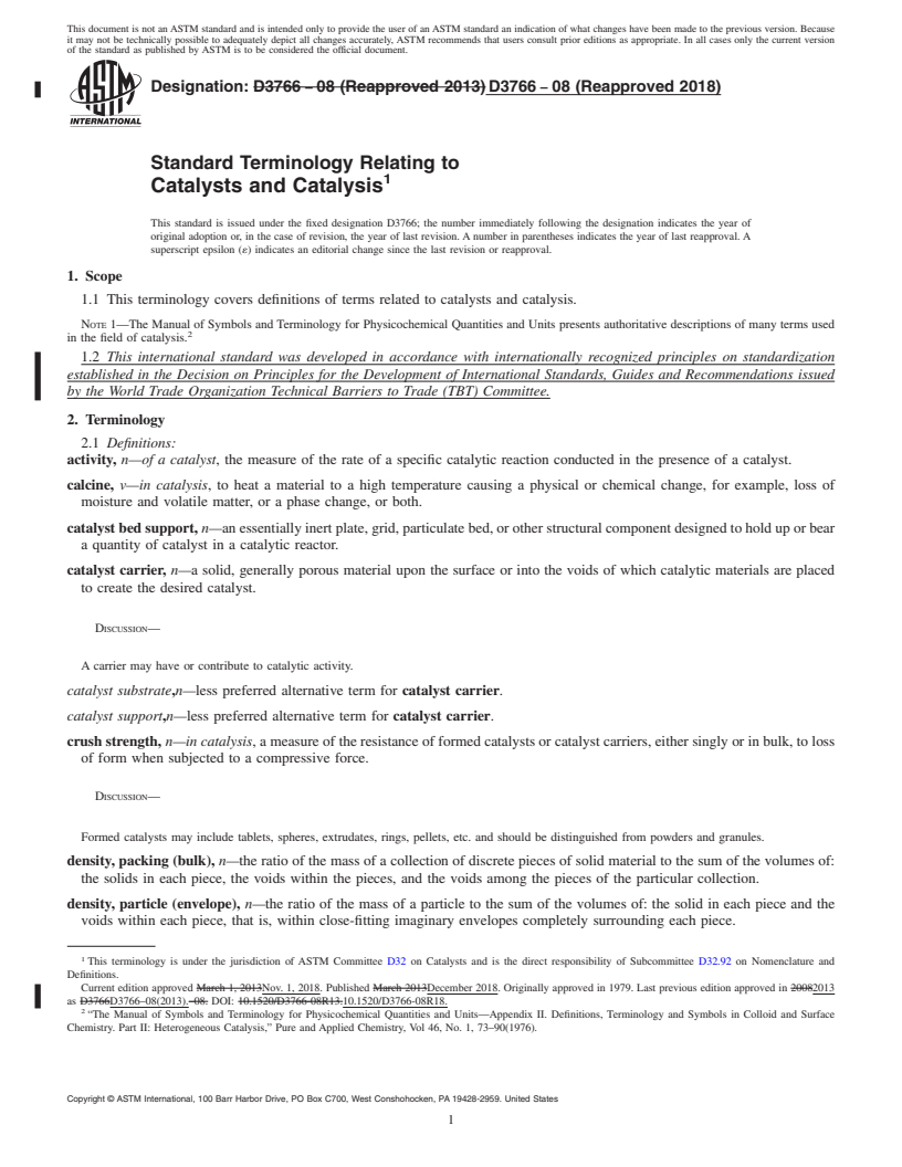 REDLINE ASTM D3766-08(2018) - Standard Terminology Relating to  Catalysts and Catalysis