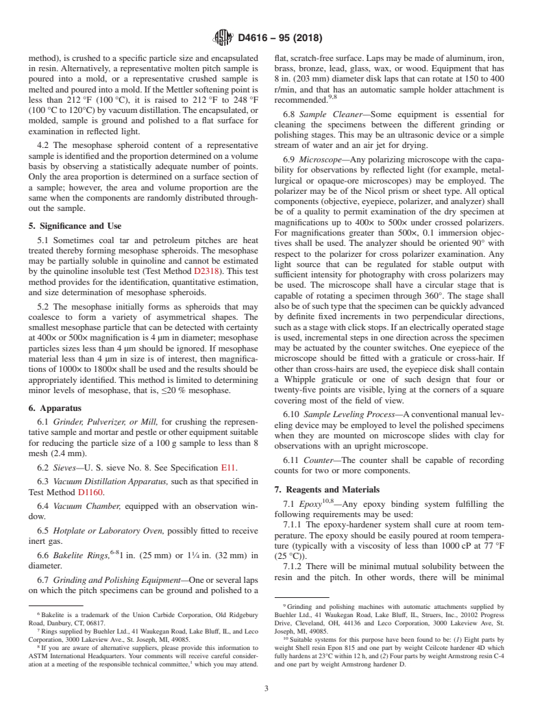 ASTM D4616-95(2018) - Standard Test Method for Microscopical Analysis by Reflected Light and Determination  of Mesophase in a Pitch