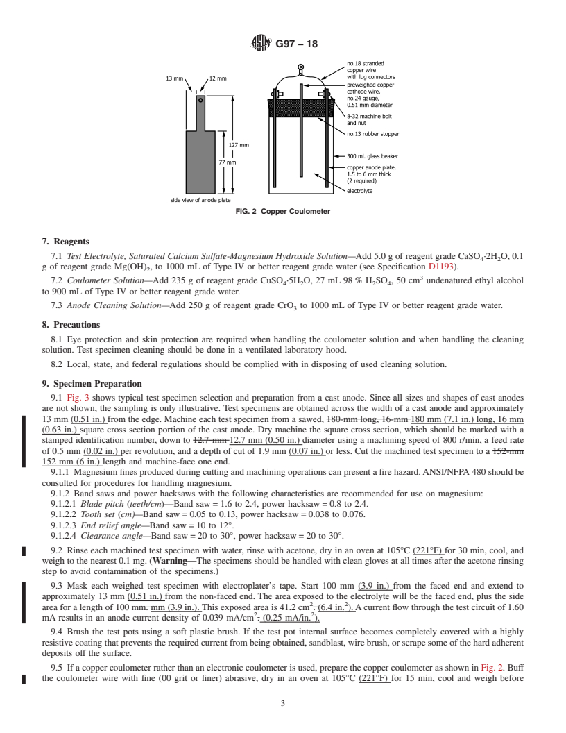 REDLINE ASTM G97-18 - Standard Test Method for  Laboratory Evaluation of Magnesium Sacrificial Anode Test Specimens  for Underground Applications