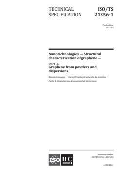 ISO TS 21356-1:2021 - Nanotechnologies - Structural characterization of graphene - Part 1: Graphene from powders and dispersions - Page 1 preview