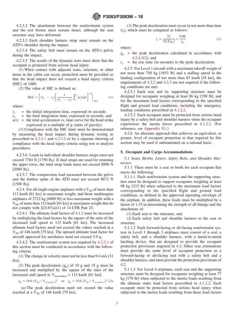 ASTM F3083/F3083M-18 - Standard Specification for Emergency Conditions, Occupant Safety and Accommodations