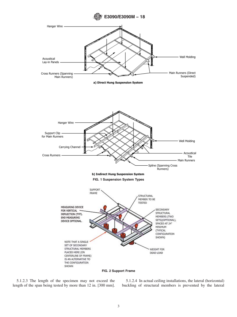 ASTM E3090/E3090M-18 - Standard Test Methods for Strength Properties of Metal Ceiling Suspension Systems