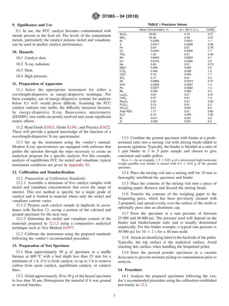 ASTM D7085-04(2018) - Standard Guide for  Determination of Chemical Elements in Fluid Catalytic Cracking  Catalysts by X-ray Fluorescence Spectrometry (XRF)