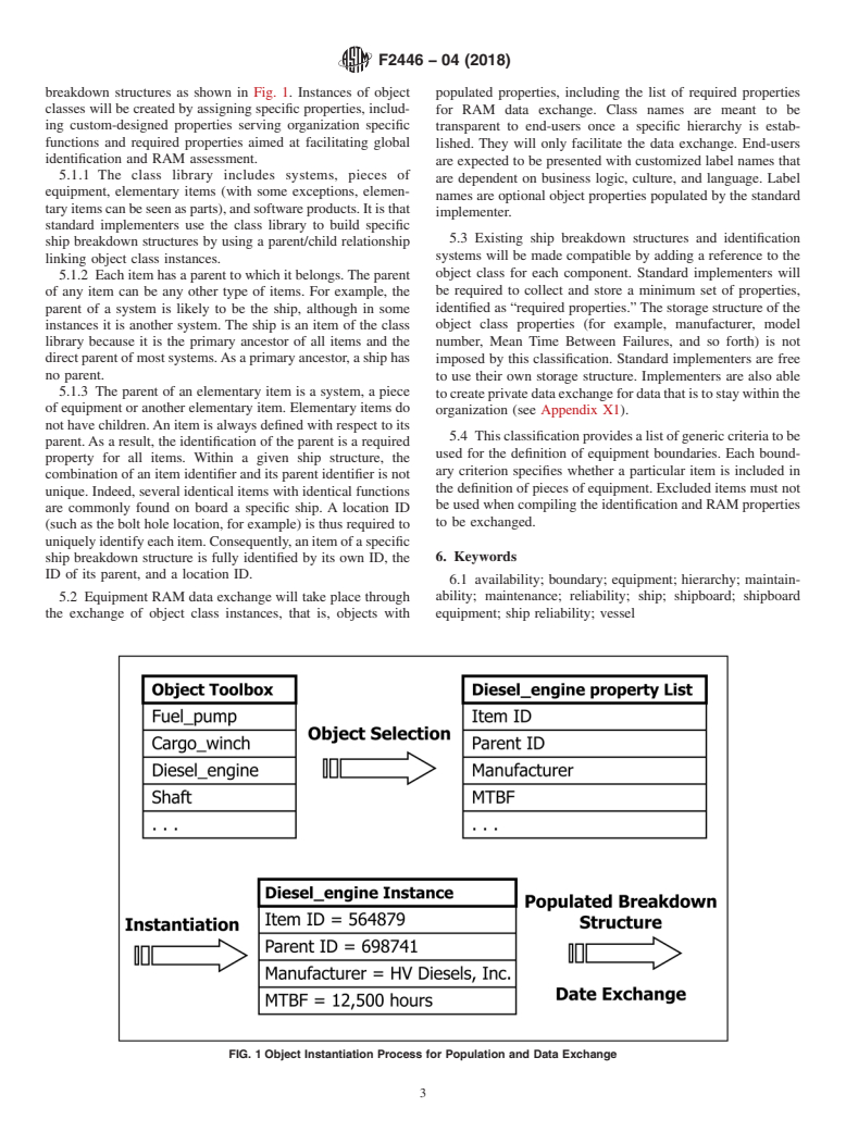 ASTM F2446-04(2018) - Standard Classification for  Hierarchy of Equipment Identifiers and Boundaries for Reliability,  Availability, and Maintainability (RAM) Performance Data Exchange