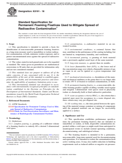 ASTM E3191-18 ASTM E3191-18 - Standard Specification for Permanent Foaming Fixatives Used to Mitigate Spread of Radioactive Contamination - Page 1 preview