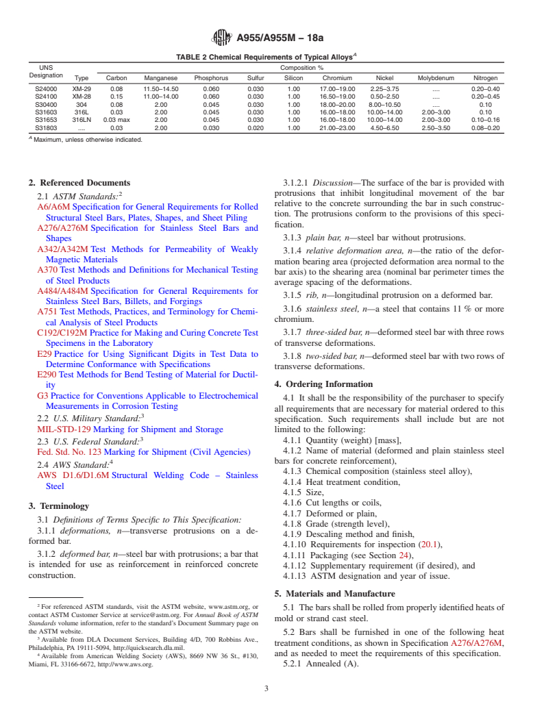 ASTM A955/A955M-18a - Standard Specification for  Deformed and Plain Stainless Steel Bars for Concrete Reinforcement