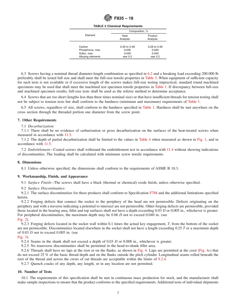 REDLINE ASTM F835-18 - Standard Specification for  Alloy Steel Socket Button and Flat Countersunk Head Cap Screws