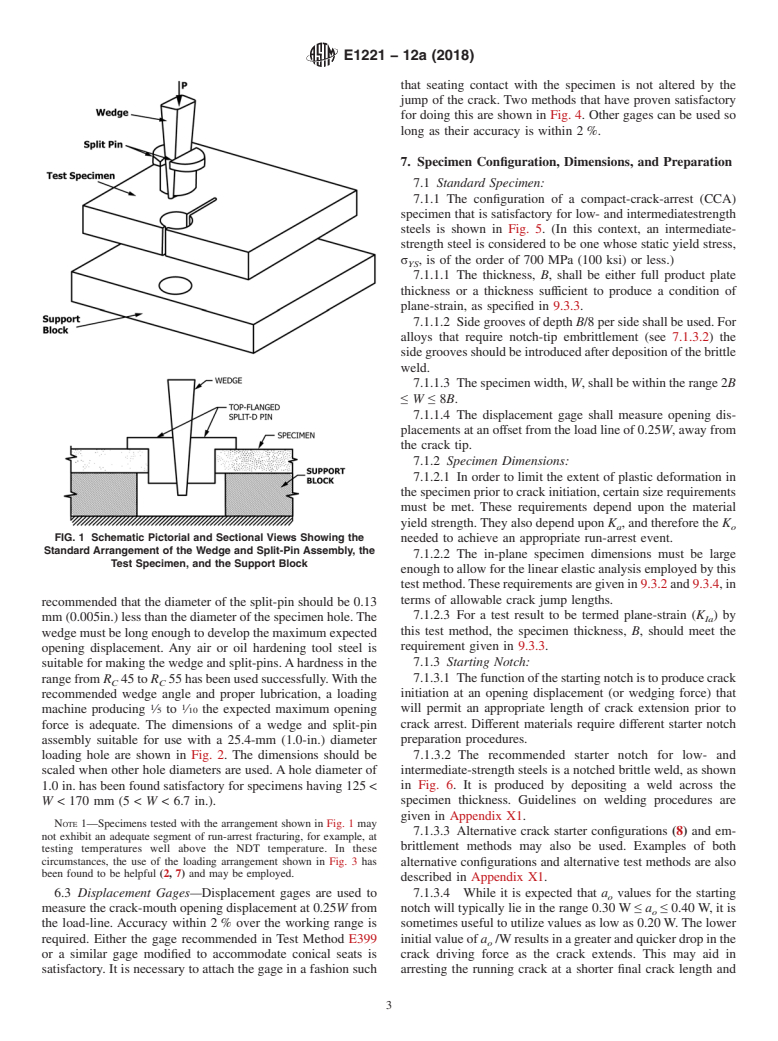 ASTM E1221-12a(2018) - Standard Test Method for  Determining Plane-Strain Crack-Arrest Fracture Toughness, <emph  type="bdit">K<inf>Ia</inf></emph>, of Ferritic Steels