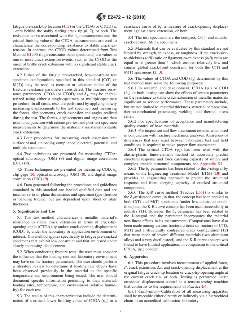 ASTM E2472-12(2018) - Standard Test Method for  Determination of Resistance to Stable Crack Extension under  Low-Constraint Conditions