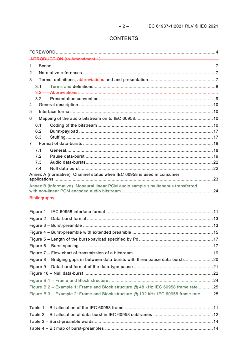 IEC 61937-1:2021 IEC 61937-1:2021 RLV - Digital audio - Interface for non-linear PCM encoded audio bitstreams applying IEC 60958 - Part 1: General
Released:2/24/2021
Isbn:9782832295021 - Page 4 preview