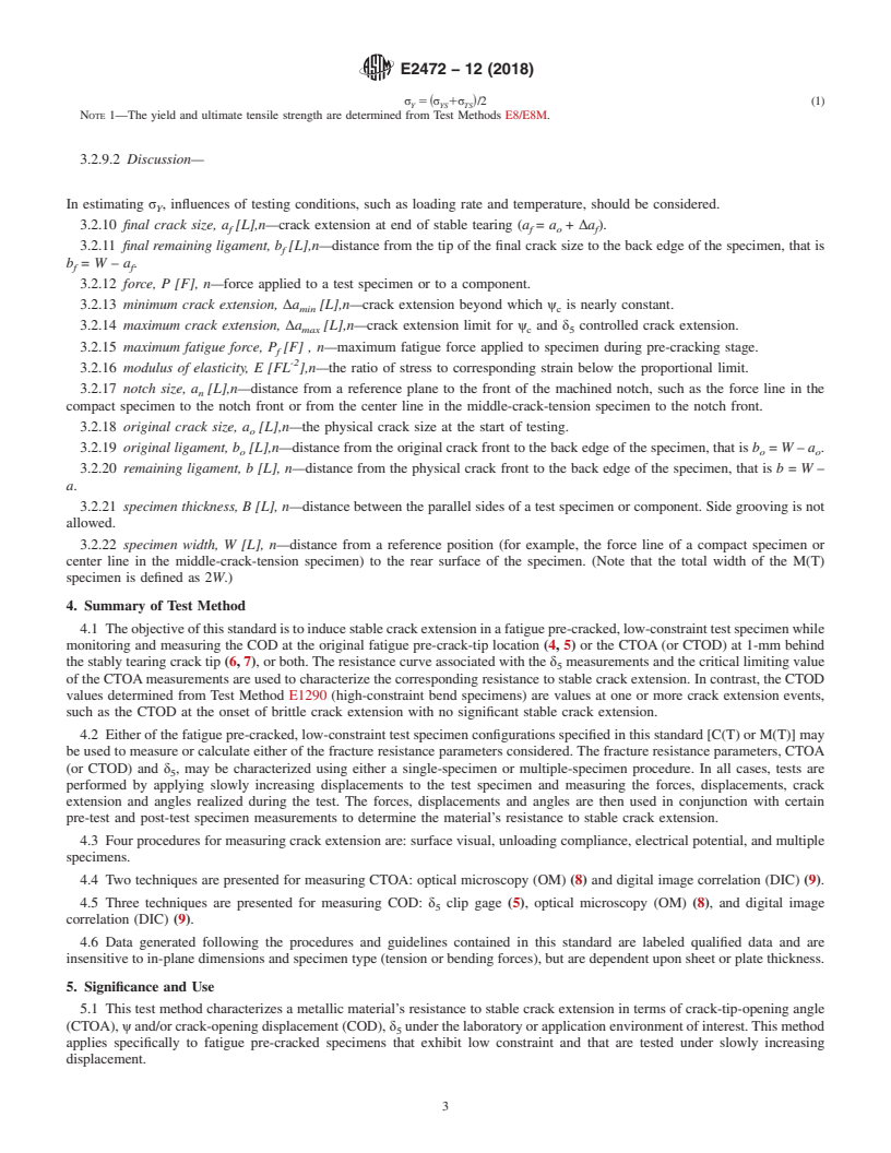 REDLINE ASTM E2472-12(2018) - Standard Test Method for  Determination of Resistance to Stable Crack Extension under  Low-Constraint Conditions