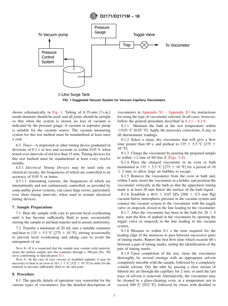 ASTM D2171/D2171M-18 - Standard Test Method for  Viscosity of Asphalts by Vacuum Capillary Viscometer