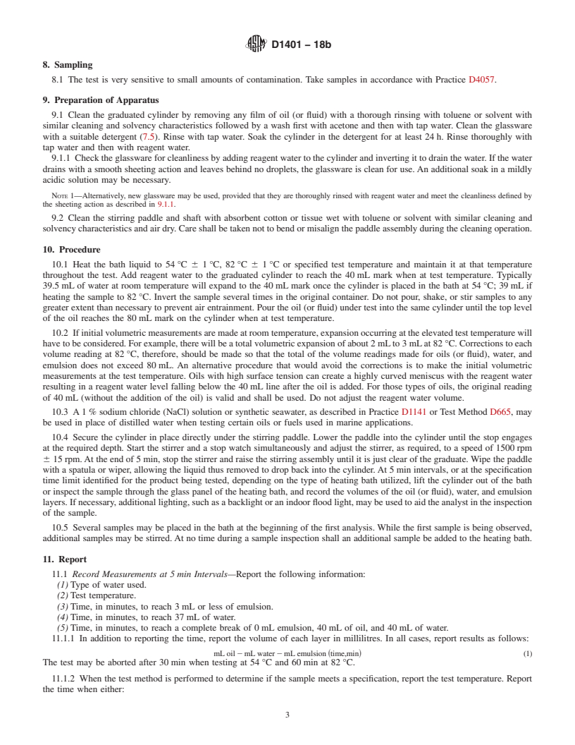 REDLINE ASTM D1401-18b - Standard Test Method for  Water Separability of Petroleum Oils and Synthetic Fluids