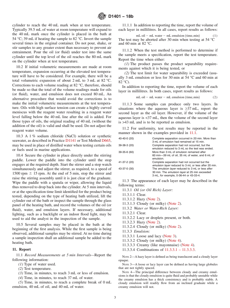 ASTM D1401-18b - Standard Test Method for  Water Separability of Petroleum Oils and Synthetic Fluids