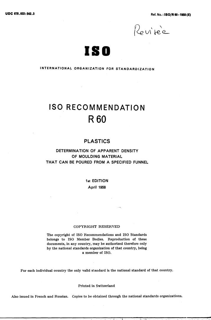 ISO/R 60:1958 - Title missing - Legacy paper document
Released:1/1/1958