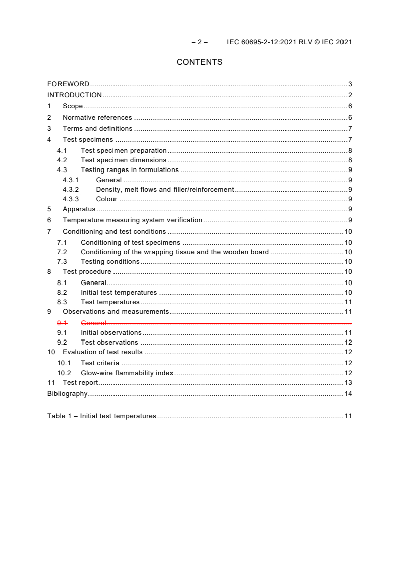 IEC 60695-2-12:2021 IEC 60695-2-12:2021 RLV - Fire hazard testing - Part 2-12: Glowing/hot-wire based test methods - Glow-wire flammability index (GWFI) test method for materials
Released:10/8/2021
Isbn:9782832244364 - Page 4 preview
