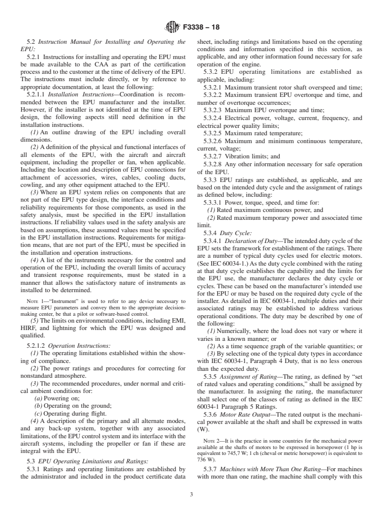 ASTM F3338-18 - Standard Specification for Design of Electric Propulsion Units for General Aviation Aircraft