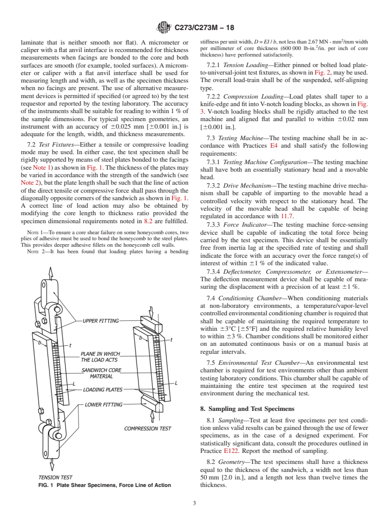 ASTM C273/C273M-18 - Standard Test Method for  Shear Properties of Sandwich Core Materials