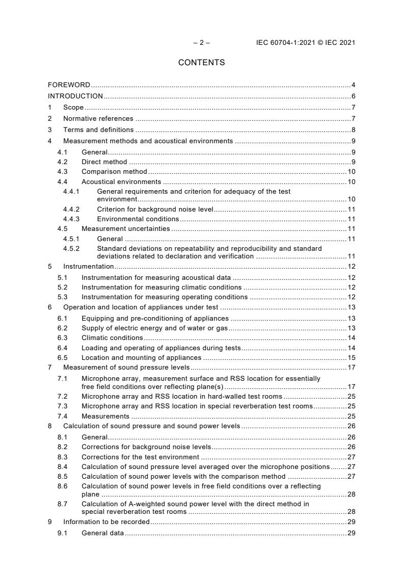IEC 60704-1:2021 IEC 60704-1:2021 - Household and similar electrical appliances - Test code for the determination of airborne acoustical noise - Part 1: General requirements - Page 4 preview