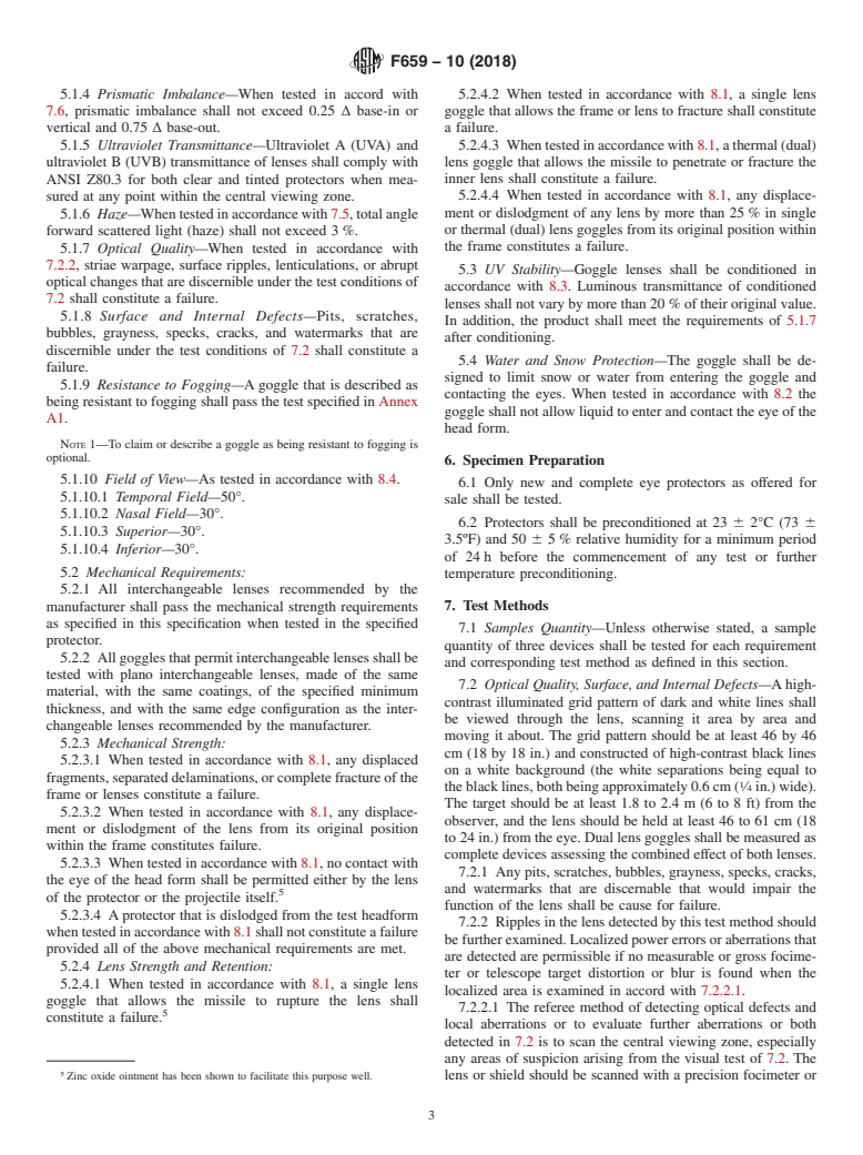 ASTM F659-10(2018) - Standard Specification for  Ski and Snowboard Goggles