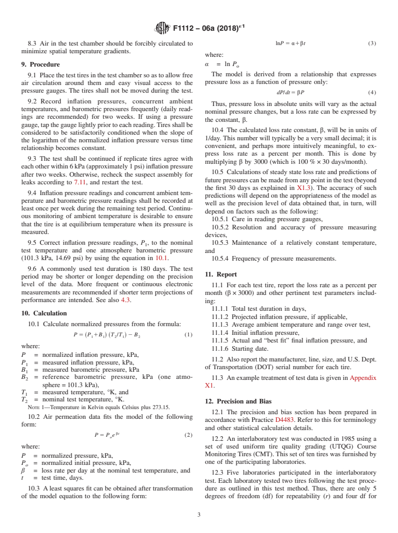 ASTM F1112-06A(2018)e1 - Standard Test Method for  Static Testing of Tubeless Pneumatic Tires for Rate of Loss  of Inflation Pressure