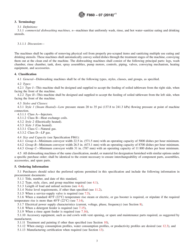 REDLINE ASTM F860-07(2018)e1 - Standard Specification for  Hot Water Sanitizing Commercial Dishwashing Machines, Multiple  Tank, Rackless Conveyor Type