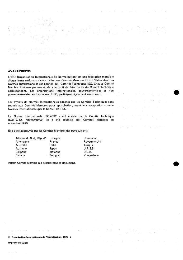 ISO 4332:1977 ISO 4332:1977 - Photography — Processed photographic film for archival records — Silver-gelatin type on poly(ethylene terephthalate) base — Specifications
Released:1/1/1977 - Page 2 preview