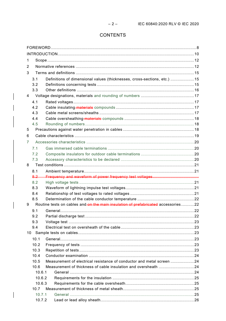 IEC 60840:2020 IEC 60840:2020 RLV - Power cables with extruded insulation and their accessories for rated voltages above 30 kV (U<sub>m</sub>= 36 kV) up to 150 kV (U<sub>m</sub> = 170 kV) - Test methods and requirements
Released:5/19/2020
Isbn:9782832283813 - Page 4 preview