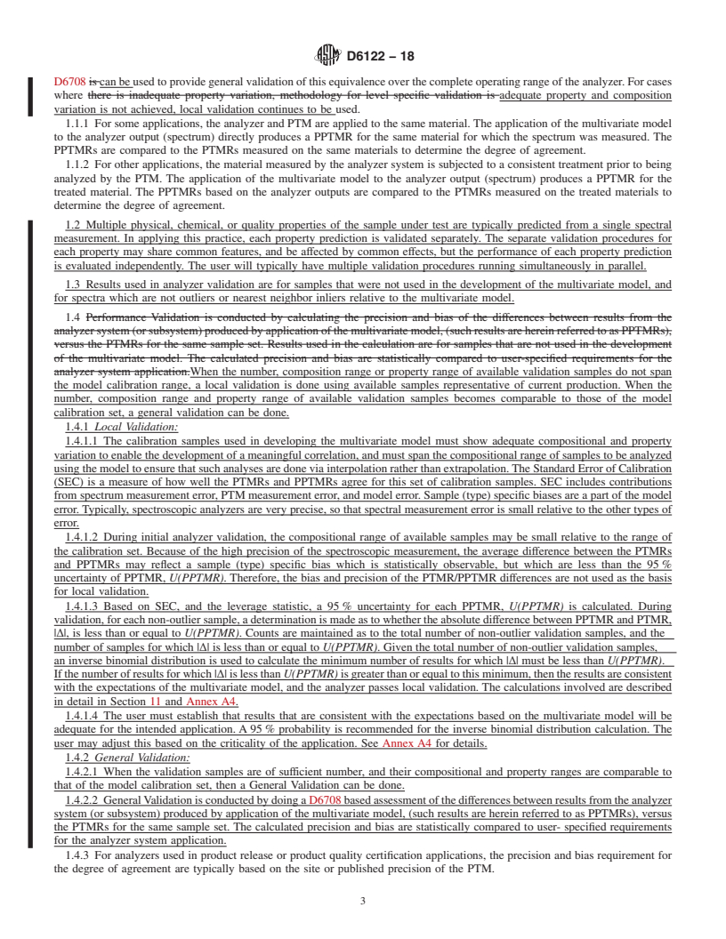 REDLINE ASTM D6122-18 - Standard Practice for Validation of the Performance of Multivariate Online, At-Line,   and Laboratory Infrared Spectrophotometer Based Analyzer Systems