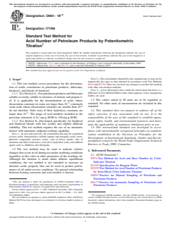 ASTM D664-18e2 ASTM D664-18e2 - Standard Test Method for Acid Number of Petroleum Products by Potentiometric Titration - Page 1 preview