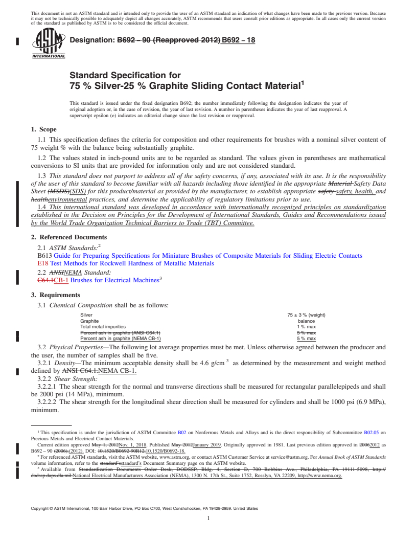 REDLINE ASTM B692-18 - Standard Specification for 75&#x2009;% Silver-25 % Graphite Sliding Contact Material